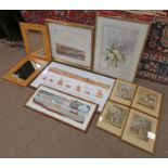 GOOD SELECTION OF WATERCOLOURS, PRINTS, MIRRORS, ETC TO INCLUDE; SNOW ON HIGH GROUND,