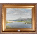 PAUL HENRY 'COASTAL VILLAGE SCENE' SIGNED GILT FRAMED OIL PAINTING 34 CM X 44 CM