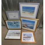 VARIOUS FRAMED WATERCOLOURS, PRINTS, ETC TO INCLUDE R.