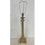 HEAVY BRASS BODIED CORINTHIAN COLUMN TABLE LAMP Condition Report: 59cm to top of