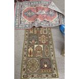 GREEN MIDDLE EASTERN RUG 140 C 71 CM AND A RED MIDDLE EASTERN RUG -2-