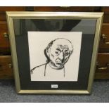 FRAMED PEN & INK DRAWING OF ALBERTO MORROCCO PROV STUDIO OF ALBERTO MORROCCO 30CM X 26.