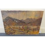 DONALD SHEARER - (ARR) 'SNOW ON THE HILLS' SIGNED UNFRAMED OIL PAINTING 51 CM X 76 CM