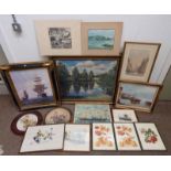 VARIOUS PRINTS, PICTURES ETC INCLUDING; 'PREPARING TO SAIL' GILT FRAMED PRINT,