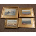 4 FRAMED WATERCOLOUR TO INCLUDE ; D, MARTIN 'LOCH RANGO-ARRAN' SIGNED,