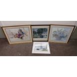 4 FRAMED PRINTS TO INCLUDE : MCINTOSH PATRICK, 'COUNTRY LANE', SIGNED IN PENCIL, 770/850,