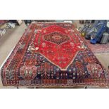 RED & BLUE MIDDLE EASTERN 'KASHGAI' WOOL CARPET 260 X 166 CM