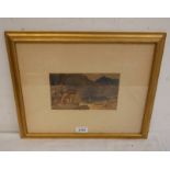 RH WYNDHAM 'HUNTING THE MACGREGORS' SIGNED FRAMED WATERCOLOUR 12CM X 20 CM