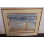 W RUSSELL FLINT LADY ON THE BEACH SIGNED IN PENCIL FRAMED PRINT 49 X 62 CM