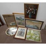SELECTION OF MIRRORS, WATERCOLOURS, ' O PETEO' TO INCLUDE ; JOAN BASTABLE, 'WHITE CARNATIONS',