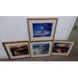 JAMES S DAVIS, 4 GILT FRAMED PICTURES TO INCLUDE, 'GLORIOUS SKY - THE CLYDE',