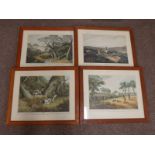 4 FRAMED COLOUR ENGRAVINGS AFTER SAM HOWETT TO INCLUDE, GROUSE SHOOTING, PARTRIDGE SHOOTING ETC .