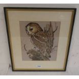 FRANK JARVIS 'TAWNY OWL' SIGNED FRAMED WATERCOLOUR 27CM X 23 CM