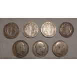 7 X EDWARD VII HALF CROWNS TO INCLUDE 1902, 1904, 1906, 1907, 1908,