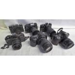 SIX 35 MM SLR CAMERAS INCLUDING ZENIT 122 WITH MACRO 1:3.5 24-40MM, MINOLTA DYNAX 500SI WITH 1:3.