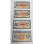 4 X THE UNION BANK OF SCOTLAND LIMITED ONE POUND NOTES TO INCLUDE 2 X 1949 & 2 X 1952 EXAMPLES