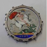 1887 VICTORIA CROWN WITH SEVEN COLOUR ENAMELLED REVERSE IN REMOVABLE MOUNT