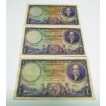 3 X 1947 THE COMMERCIAL BANK OF SCOTLAND ONE POUND BANKNOTES, 26A 446334, 26B 856615,