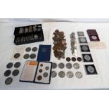 SELECTION OF VARIOUS COINS, MEDALS ETC TO INCLUDE 2 X 1972 MUNICH OLYMPICS SILVER MEDALS,
