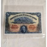 1949 THE COMMERCIAL BANK OF SCOTLAND LIMITED FIVE POUNDS BANKNOTE,