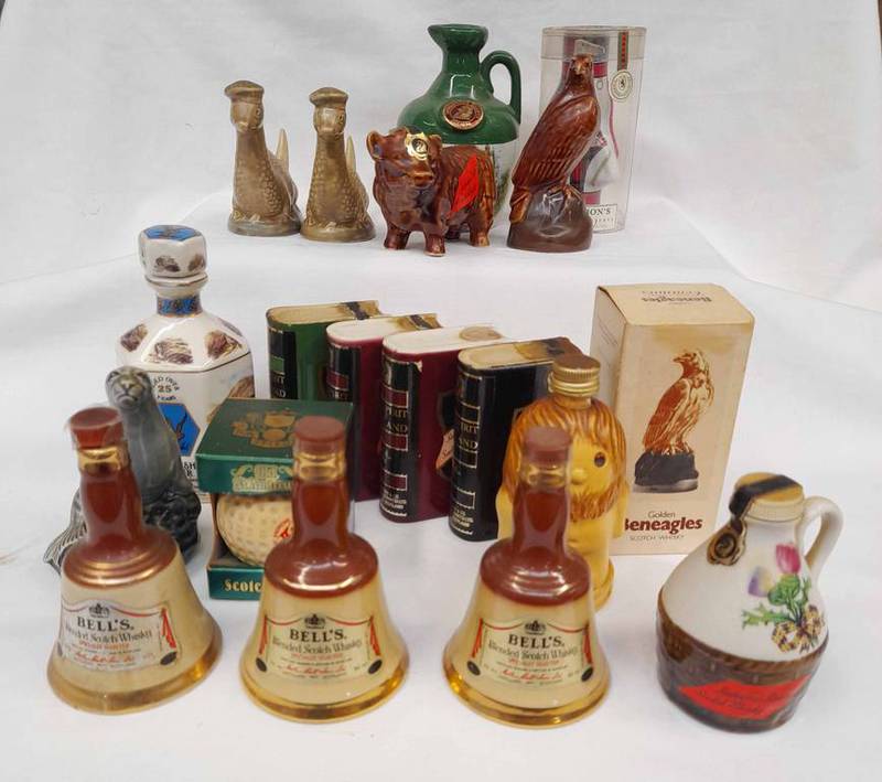 SELECTION OF VARIOUS BLENDED WHISKY PORCELAIN MINIATURE DECANTERS TO INCLUDE BELL'S GLENEAGLES ETC.