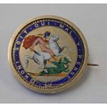 1819 GEORGE III CROWN WITH MULTI COLOURED ENAMELLED GILDED REVERSE IN MOUNT,