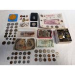 SELECTION OF VARIOUS WORLD COINAGE TO INCLUDE 1889 VICTORIA CROWN, 1903 INDIA ONE RUPEE,