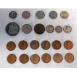 SELECTION OF US COINAGE TO INCLUDE 1854-O HALF DOLLAR, 1877-CC, 1892, 1936, 1943 & 1960 DIMES,