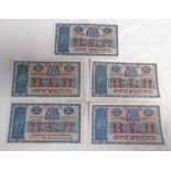 5 X THE BRITISH LINEN BANK ONE POUND BANKNOTES TO INCLUDE 2 X 1942,