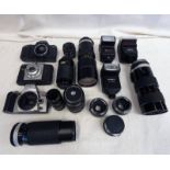 SELECTION OF CAMERAS AND ACCESSORIES TO INCLUDE ; MINOLTA 404 SI DYNAX CAMERA BODY,