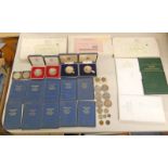 SELECTION OF VARIOUS COINS & MEDALS TO INCLUDE 2 X 1969 PRINCE OF WALES INVESTITURE SILVER MEDALS,