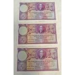 3 X THE COMMERCIAL BANK OF SCOTLAND LTD FIVE POUNDS BANKNOTES, TO INCLUDE 1955,