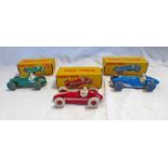 THREE DINKY TOYS MODEL RACING CARS INCLUDING 230-TALBOT-LAGO TOGETHER WITH 231/23N - MASERATI AND