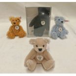 FOUR 7CM STEIFF COLLECTORS CLUB TEDDY BEARS INCLUDING YEARS 2002, 2004,