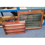 TWO WOODEN DISPLAY CASES SUITABLE FOR OO GAUGE LOCOMOTIVES.