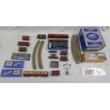 DISMANTLED HORNBY DUBLO LAYOUT INCLUDING SILVER KING, EDLI LOCOMOTIVE, CORRIDOR COACH, WAGONS,