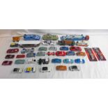 SELECTION OF PLAYWORN DINKY, CORGI, BURAGO ETC INCLUDING PEUGEOT 405 TURBO 16, HILLMAN IMP,