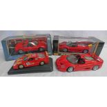 FOUR MAISTO & BURAGO 1:18/24 SCALE MODEL FERRARIS INCLUDING F50S,