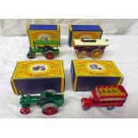 FOUR LESNEY MODELS OF YESTERYEAR VEHICLES INCLUDING T-1 ALCHIN TRACTION ENGINE,