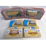 SIX CORGI TOYS MODEL TRAMS INCLUDING 97269 - DOUBLE DECK TRAM PLYMOUTH,