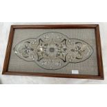 19TH CENTURY MAHOGANY & GLASS FRAMED BEAD WORK TAPESTRY