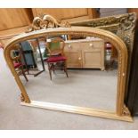 GILT FRAMED OVERMANTLE MIRROR.