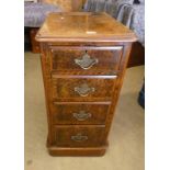 LATE 19TH CENTURY WALNUT CHEST WITH 4 GRADUATED DRAWERS ON PLINTH BASE,