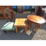 HARDWOOD SQUARE OCCASIONAL TABLE, NEST OF 3 MAHOGANY TABLES,