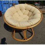 BAMBOO PAPASAN CHAIR ON CIRCULAR BASE Condition Report: The bamboo frame of the lot