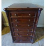 19TH CENTURY MAHOGANY SAFE HOLDER WITH PANEL DOOR OPENING OVER SINGLE DRAWER WITH PLINTH BASE,