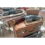 ARMY & NAVY MAKER SUITCASE WITH VARIOUS LABELS TO INCLUDE BRITISH INDIA STEAM NAVIGATION COMPANY