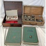 19TH CENTURY MAHOGANY BOX WITH METAL MOUNTS, MATCHES,