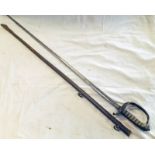 1822 PATTERN STAFF OR GENERAL OFFICERS SWORD WITH MAKERS NAME TO BLADE (THURKLE SOHO LONDON) 84CM