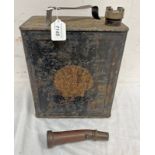 SHELL FUEL TIN / CAN WITH SHELL CAP AND A LIQALL PETROL FILLER PAT NO 9160